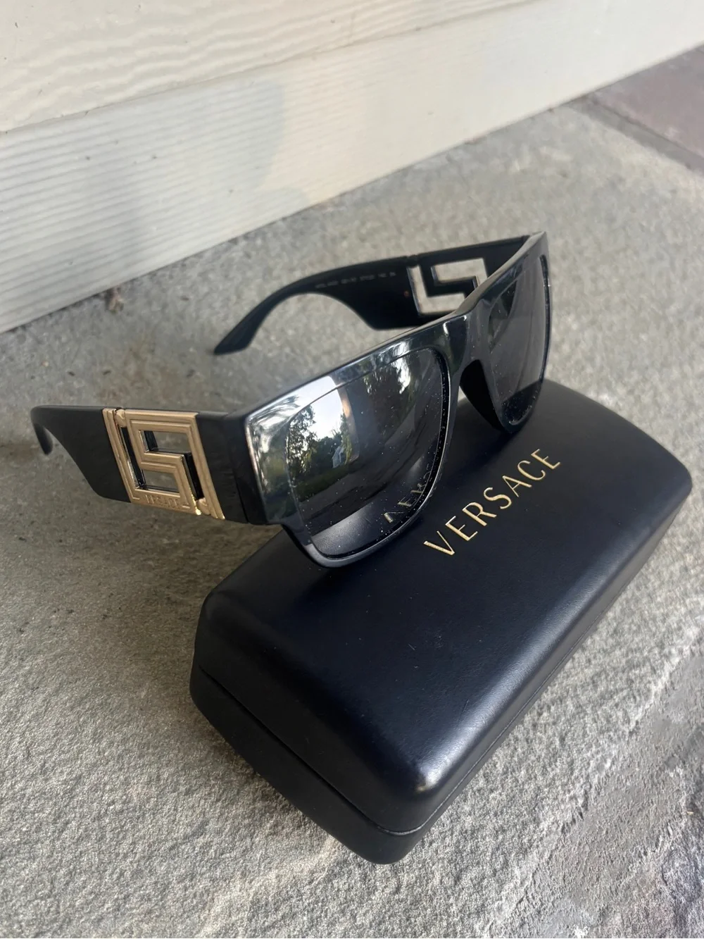 Versace Acetate/Recycled Nylon Black Gold Sunglasses
